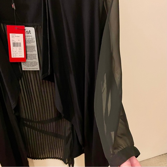 NWT Yest Aijah Sheer Black Waterfall Style Cardigan Size XL - Picture 2 of 4